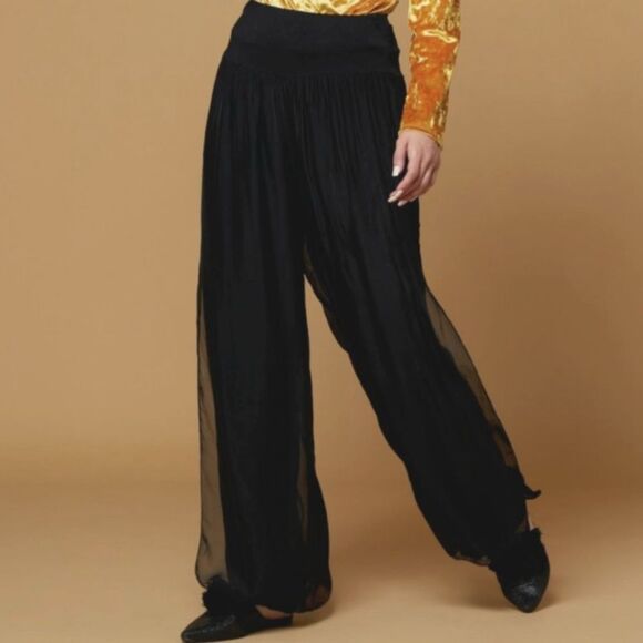 Scandal Italy Pants - Scandal Italy Silk Viscose “Free Pants” Black One Size
